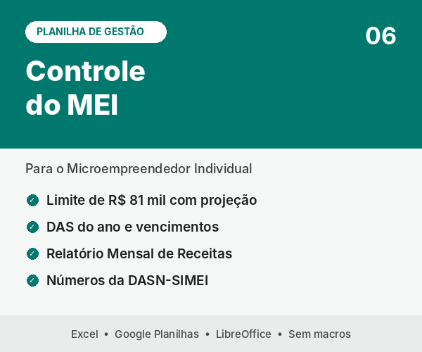 Planilha 06: Controle do MEI